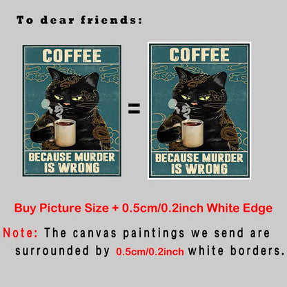 Black Cat Lovers Coffee Poster