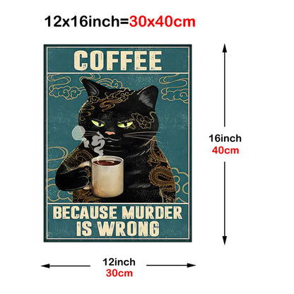 Black Cat Lovers Coffee Poster