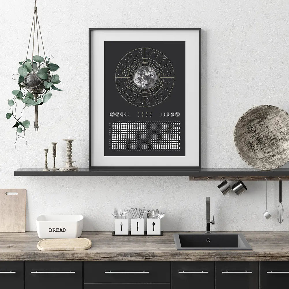 Moon Phase Hanging Calendar Poster